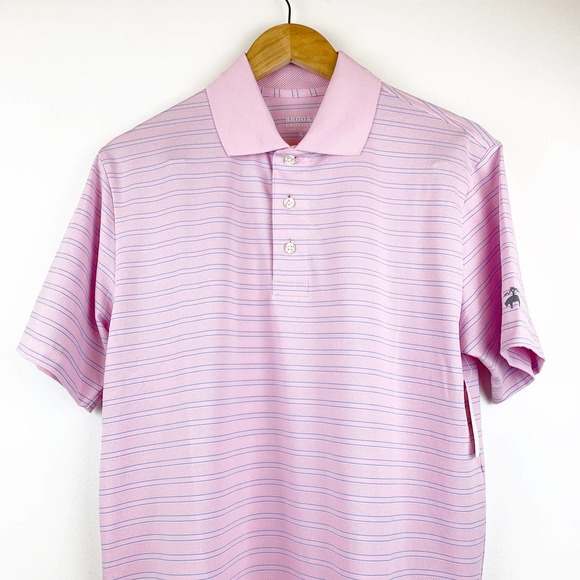 BROOK BROTHERS Pink Blue Striped Polo Shirt S NEW - Picture 3 of 9